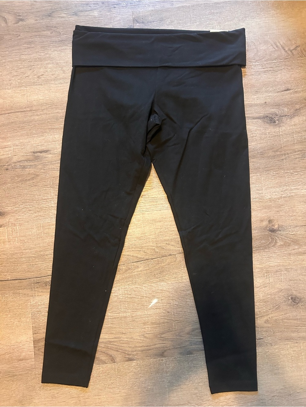 Victoria Secret Leggings Womens Size M Black Mid Rise Foldover Ankle Activewear